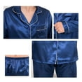 thumbnail image 4 of SPRING PARK Silk Satin Men Pajamas Set Fashion Sleepwear Couple Solid Color Long Sleeve Suit, 4 of 5
