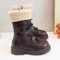 thumbnail image 6 of XIMIN Girls Ankle Boots Bow Fur Lined Snow Boots Outdoor Hiking Shoes Leather Side Zipper Lug Sole Comfort Non Slip Snow Boot Winter Warm Boot, 6 of 8