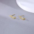 thumbnail image 6 of Solid 925 Sterling Silver Bar Open Hoop Earrings Huggie Studs for Women Teens Bar Half Hoop Earrings Huggie, 6 of 15