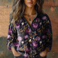 thumbnail image 2 of Womens Tops Trendy Print Long Sleeve Cotton Button Blouse Spring Summer Shirts for Women Black L, 2 of 4