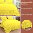 thumbnail image 5 of 5 Piece Luxury 5 Inch Two Layer Ruffle Comforter 550 GSM All Season (Oversized King Size) Premium Super Soft - 800 TC, 100% Egyptian Cotton- Solid Yellow Colour, 5 of 7
