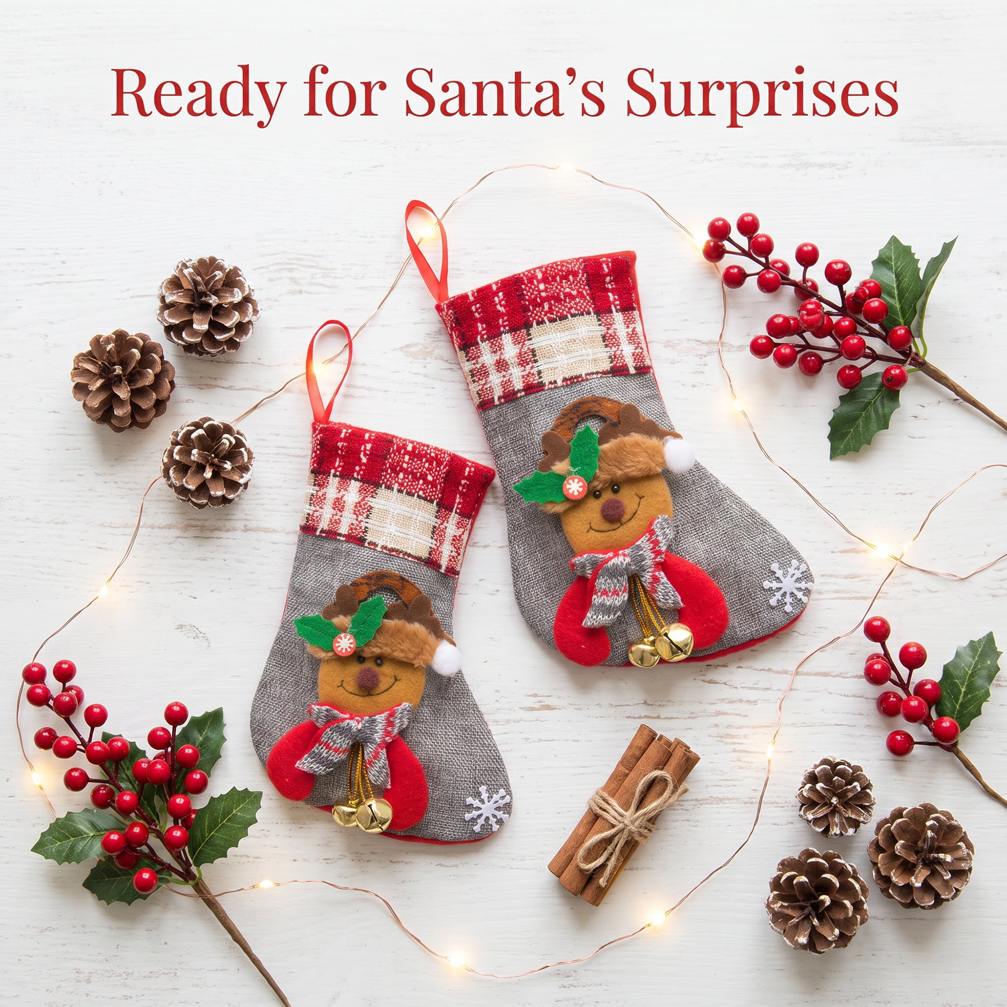 Unique Bargains Heritage Character Christmas Stocking Double Layer Timeless Sock Gray 8"
