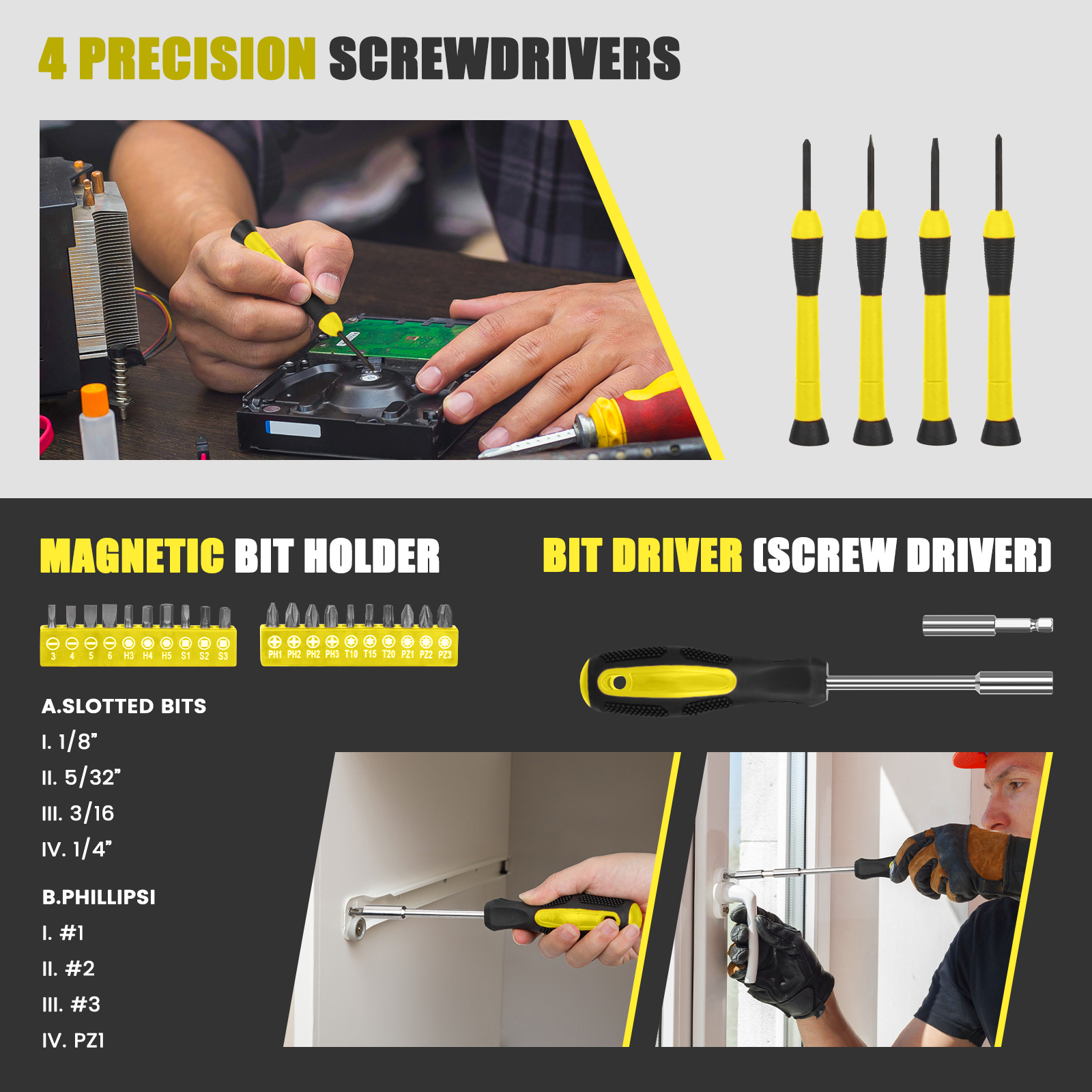Cshidworld 39-Piece Household Tool Kit, Yellow photo 4