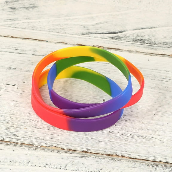 Pretyzoom 10Pcs Elastic Wristband Rainbow Multi Design for Concerts and Graduations