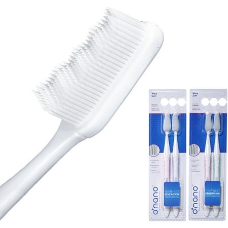 O'Nano Wavy Toothbrushes w/ Anti-bacterial Sanitizer Shield for Normal & Sensitive Teeth, Soft, 4 count