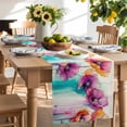 thumbnail image 3 of Burlap Table Runner 70 Inches Long, Abstract Floral Blossom Aesthetic Non-Slip Kitchen Table Runners for Dining Room Everyday Use Party Table Decorations Flower Painting Artwork, 3 of 9