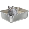 thumbnail image 6 of Stainless Steel Litter Box -4in High Side,Metal Litter Box for Cat/Kitty/Rabbits 17.8"L x 13.8"W x 4"H，Stainless Steel Cat LitterBox-Metal PanToilet,No Smell, Non Stick, Easy Clean., 6 of 13