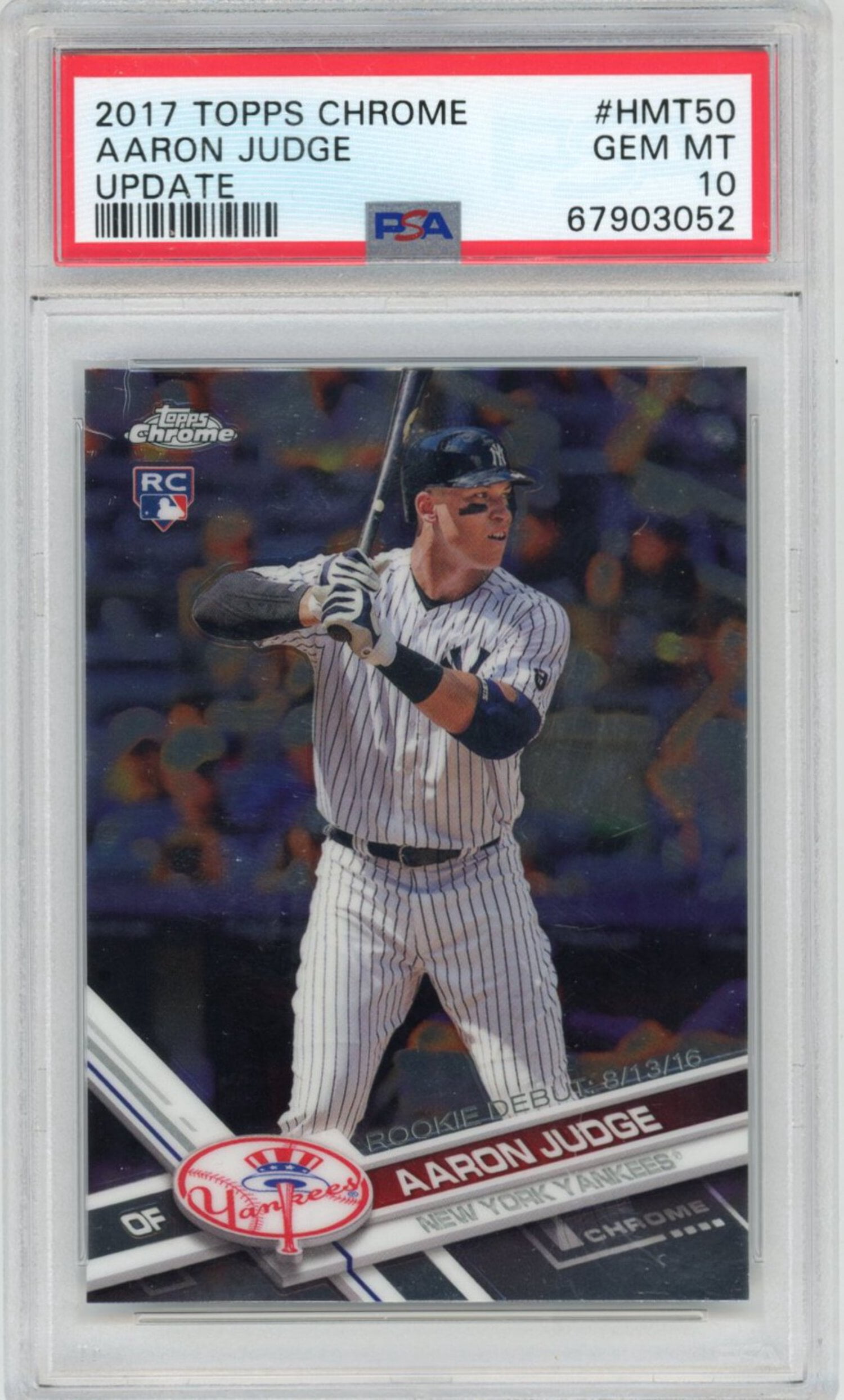Graded 2017 Topps Chrome Aaron Judge #169 Catching Rookie RC 