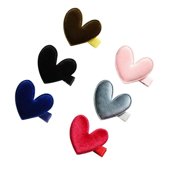 OUNONA 6-Piece Heart Hair Barrettes Set for Women, Assorted Colors Hair Accessories for Valentine's Day