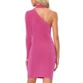 thumbnail image 3 of VESTIDO CHIC DE UN HOMBRO PARA MUJERES, HALTER NECK, BODYCON, MINI VESTIDO M, ROSA FUERTE, 3 of 6
