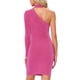 thumbnail image 3 of VESTIDO CHIC DE UN HOMBRO PARA MUJERES, HALTER NECK, BODYCON, MINI VESTIDO M, ROSA FUERTE, 3 of 6