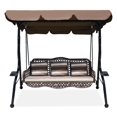 thumbnail image 5 of Outdoor 3 Seat Swing Brown Porch Swing Bed With Backrest, Metal Stand For Adults Covered Lawn Swing, 5 of 11