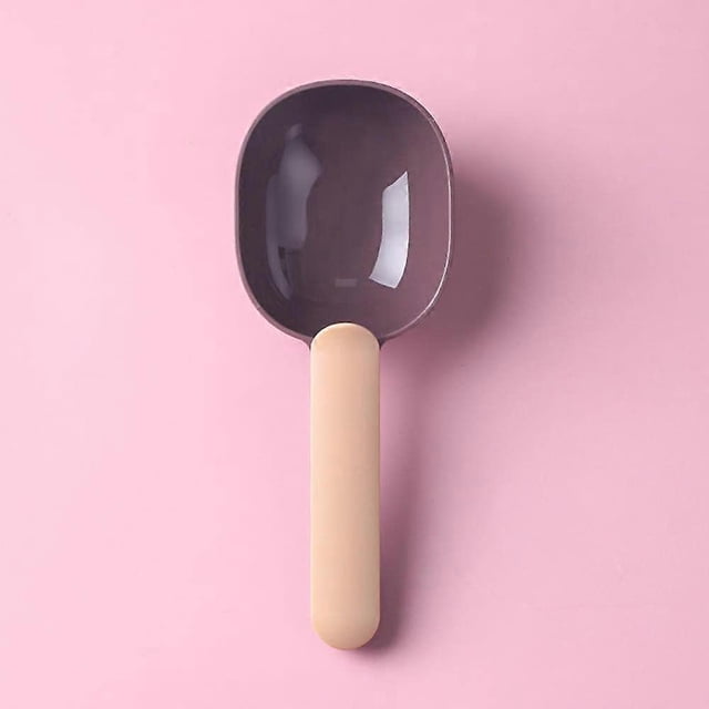 Cuchara y pinza para comida de mascotas (marrón/rosa), 100 g, cuchara medidora para comida de perros y gatos, cuchara de plástico, cuchara pequeña para comida de perros, hámsters, conejos y mascotas.