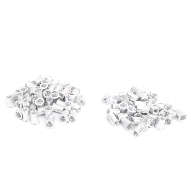 Riveting Nuts, 100Pcs Pull Riveting Nuts Aluminum Galvanized Flat Head Vertical Rivet Nuts Hardware Accessories WJ-30045 Assortment Kit, Rivet Nuts