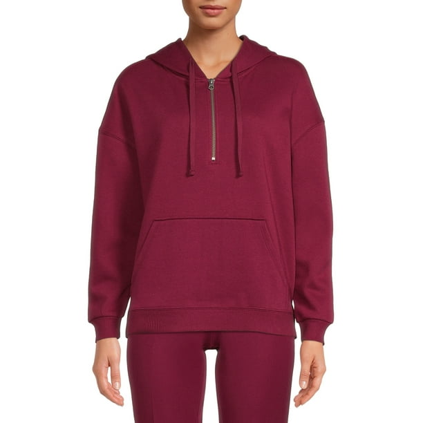 Time and Tru - Time and Tru Women's Quarter-Zip Pullover Hoodie - Walmart.com - Walmart.com
