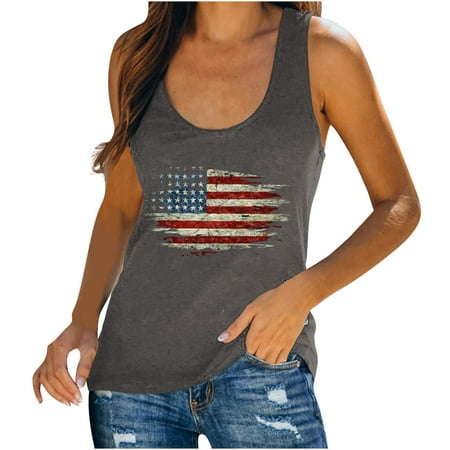 

American Flag Tank Top Women 4th of July Patriotic Shirt Graphic USA Independence Day Tanks