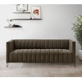thumbnail image 3 of Home Design Kurtis Square Arm Sofa with Tufted Velvet Upholstery and Gold Metal Legs, Flared Arms, Modern Living Room Seating, Brown, 3 of 6