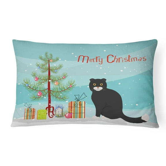 Carolines Treasures CK4769PW1216 Foldex Exotic Fold 2 Cat Merry Christmas Canvas Fabric Decorative Pillow, 12H x16W,