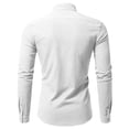 thumbnail image 4 of Men's Long Sleeve Button,Solid Color Stand-up Collar Long Sleeve Shirt Vintage Inspired Long Sleeve Top,Smart Casual & Preppy Style | Mens Shirts Long Sleeve, 4 of 7