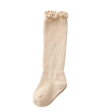 

CHENGYU Baby Long Socks Monochrome Wooden Ear Side Hole Style Warm Stockings