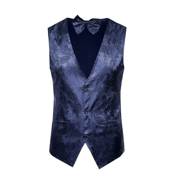 Men's Paisley Floral Jacquard Suit Vest Single-Breasted Business Formal Dress Waistcoat Vest for Wedding Suit Tuxedo