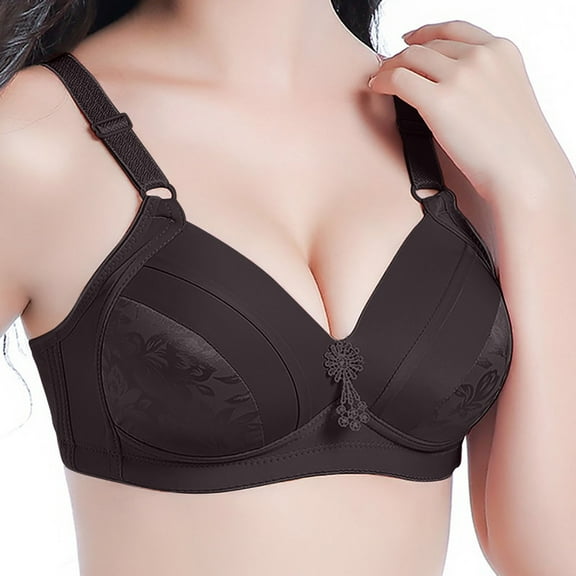 Clothes Idoravan Wireless Bras for Women Clearance Women Bras Plus Size Behind Buckle Comfortable Breathable Exhaust Base Non-Steel Ring Underwear Black L