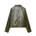 thumbnail image 4 of Miluxas Womens Oversized Jackets Faux Leather Casual Long Sleeve Zip up Trendy Bomber Motorcycle Jacket with Pockets Green XS(XS), 4 of 9