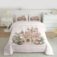 thumbnail image 2 of Homewish Floral Castle Girl Bedding Comforter Set 2pcs,Dreamy Princess Twin Comforter Sets Microfiber,Chic Flowers Rose Breathable Bedding Set,Breathable Home Decor,Reversible, 2 of 8