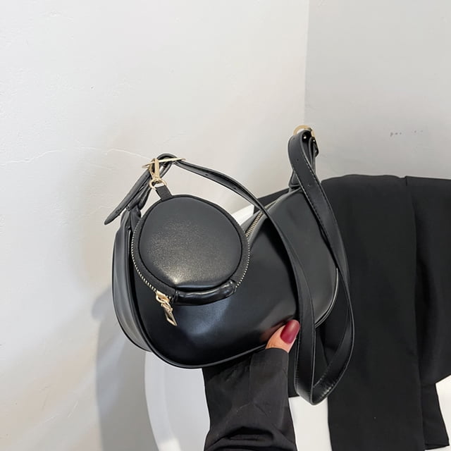 Bolsa bandolera para mujer 2 en 1 de hombro de cuero simple con monedero (negro) Likrtyny Para Estrenar