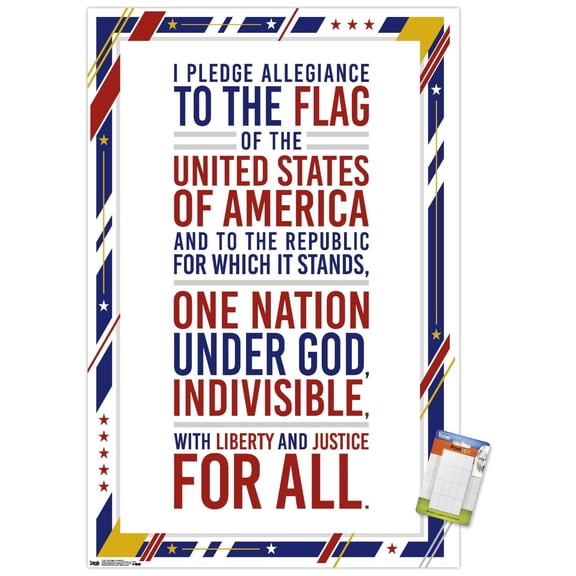 The United States Of America - Pledge Of Allegiance Wall Poster, 22.375" x 34"