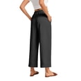 thumbnail image 5 of SWQZVT Women's Casual Wide Leg Pants Wide Leg Pants Drawstring Elastic Mid Waist Pants with Pockets Black, 5 of 7