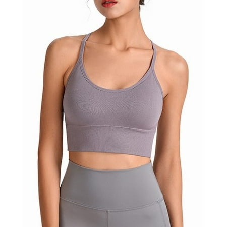

LAKIDAY Racerback Sports Bras Padded Y Racer Back Cropped Bras for Yoga Workout Fitness Low Impact