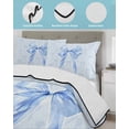 thumbnail image 3 of Twin Quilt Bedding Set, Cute Bow Reversible Summer Quilt 3 Pieces, Blue Bowknot Minimalist Solid Color Lightweight Bedspreads Coverlets with 2 Pillow Shams for All Seasons, 3 of 5