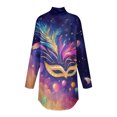 thumbnail image 5 of Mardi Gras Shirts for Women Glitter Carnival Mock Neck Tops Sequins Long Sleeve Novelty Graphic Tee Purple Pink M, 5 of 6