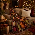 thumbnail image 3 of Autumn Harvest Pumpkin Patch Twisting Vines Berries Rustic, Rustic Botanical Portrait, Warm Flannel Blanket for Sunroom and Reading Nook, Garden Lovers Thanksgiving Gift, Rustic Home Decor, 3 of 9