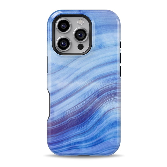 DesignSkinz Scratch-Resistant Hard Slim Case Compatible with iPhone 16 (Compatible with MagSafe) - Vivid Agate Vein Slice Blue V5