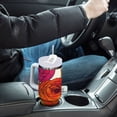 thumbnail image 4 of Yayeee 30oz Stainless Steel Tumbler with Straw and Handle Double-Wall Insulated Travel Water Bottle, Purple Hand Drawn Floral, 4 of 8