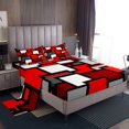 thumbnail image 1 of YST Ensemble de Draps Géométriques pour Garçons, Drap-Housse Rectangulaire Géométrique Format Simple, Draps Rouges Gris Blancs Art Abstrait Drap Plat en Microfibre pour Enfants Ados Femmes Adultes Déco de Chambre, 1 of 2