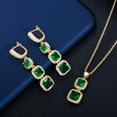thumbnail image 4 of Gold Plated Square Drop CZ Green Necklace Earrings Jewelry Sets, 4 of 7