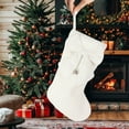 thumbnail image 6 of Plush Christmas Stocking Short-Pile Fluffy Christmas Hanging Stocking with 3D Bow and Bell Pendant, Large Soft Xmas Candy Gift Socks for Holiday Stairs Fireplace Home Decor, 6 of 6