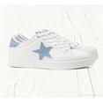 thumbnail image 3 of LUCKY STEP Stylish Star Low Top Lace Up Sneaker Comfort Walking Shoes,White/Denim Blue PU,Womens, 3 of 10