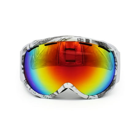 Ediors Windproof Outdoor Ski & Snowboard Goggles - Dual Anti-fog Lens All Mountain / UV (Best Low Light Ski Goggles)