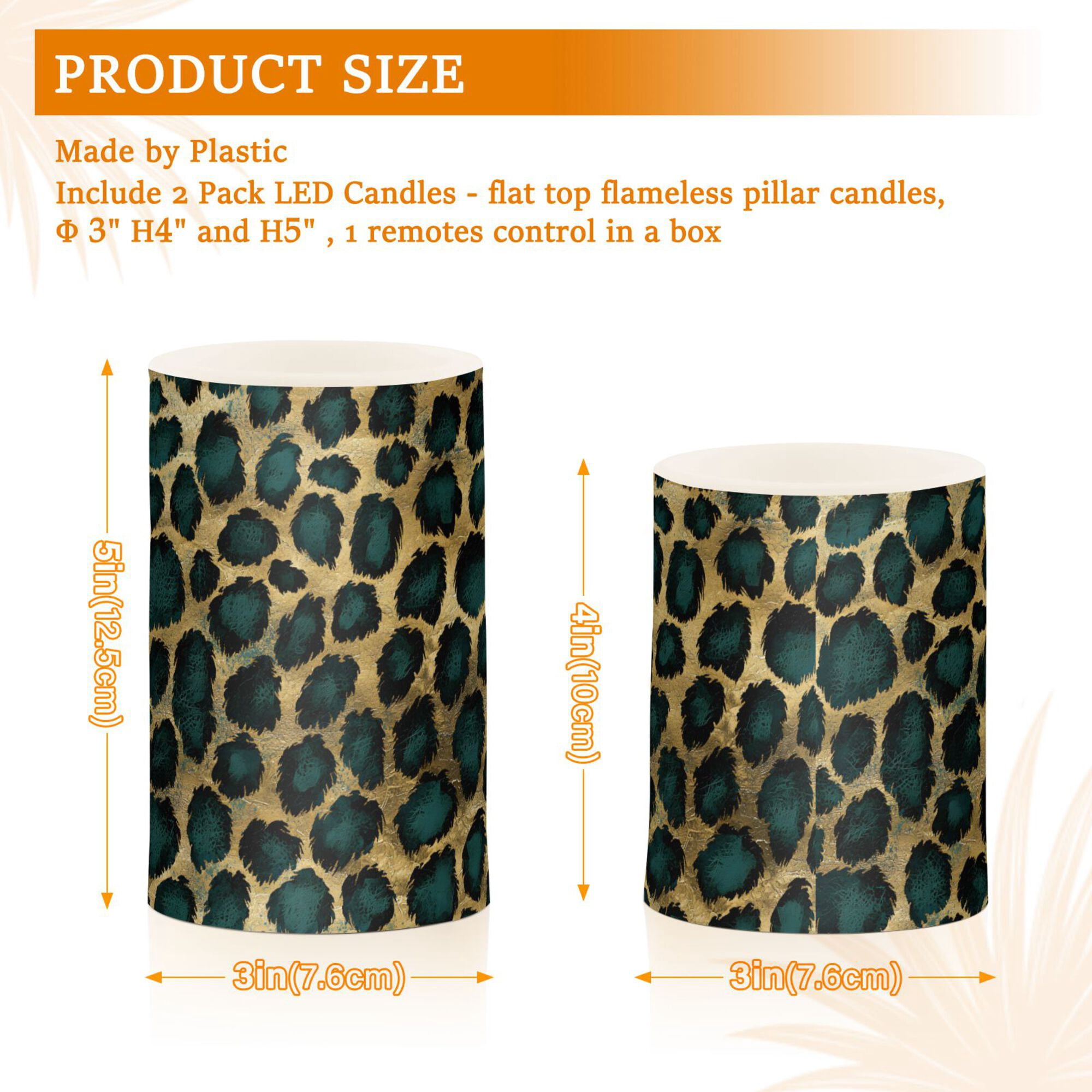 Yayeee Flameless Candles with Remote Flickering Battery Operated Multi Color Changing, Green Leopard Print