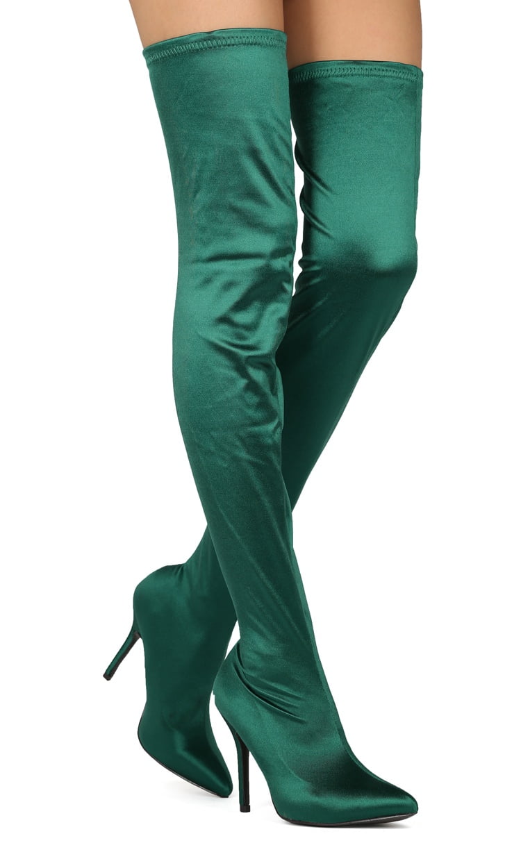 emerald thigh high boots