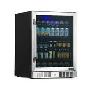 NewAir 24 Built-in or Freestanding 177 Can Beverage Fridgein Stainless Steel with Precision Digital Thermostat, Adjustable Shelves, and Triple-Pane Glass
