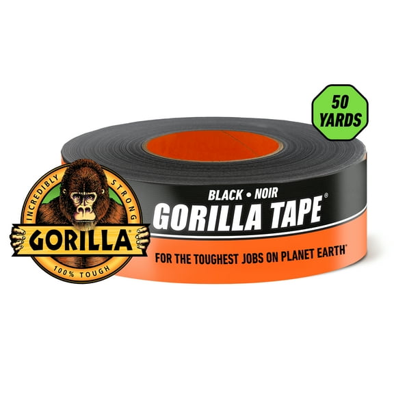 Gorilla Duct Tape, Black Tape, 1.88" x 50 yd - Heavy Duty and Weather Resistant for Indoor or Outdoor