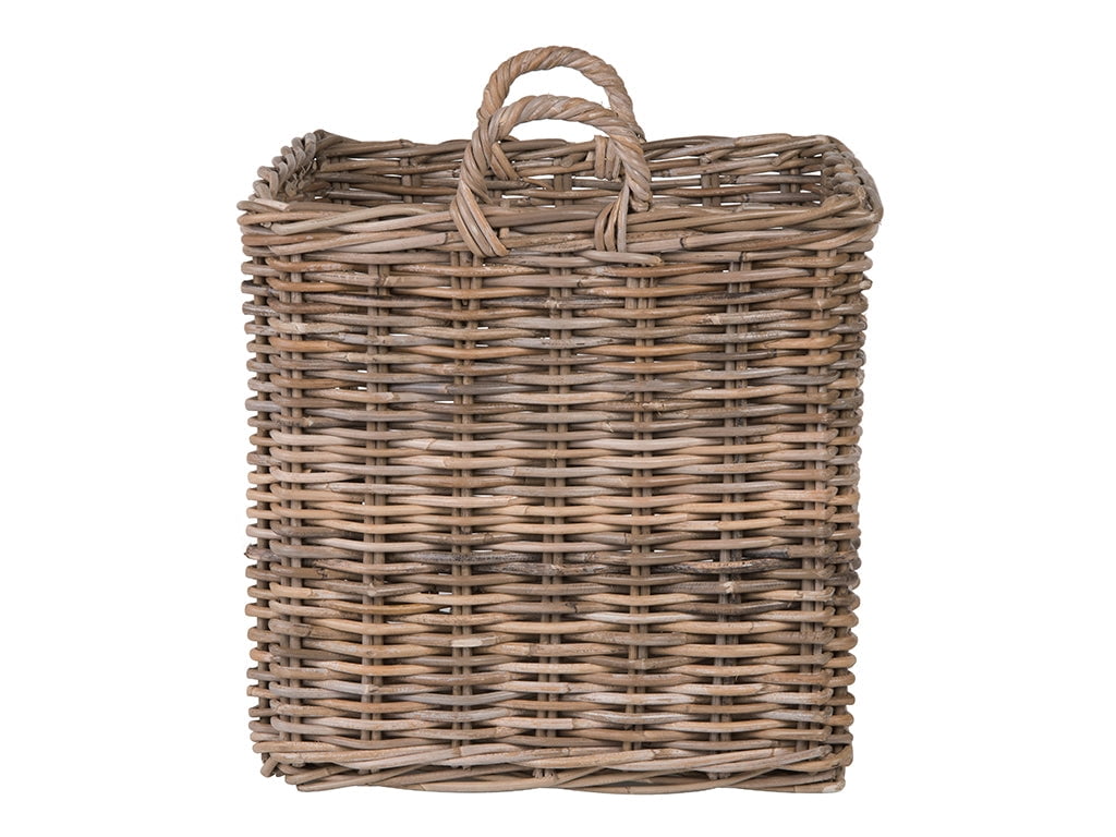 Kouboo Square Rattan Basket, Decorative Storage Basket and Planter, Living Room, Blankets, Laundry Basket, Linens