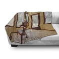 thumbnail image 2 of Antique Soft Flannel Fleece Blanket, Round Room with Piano Lots of Windows Classic Architecture Furnished, Cozy Plush for Indoor and Outdoor Use, 60" x 80", Brown Pale Yellow White, by Ambesonne, 2 of 5