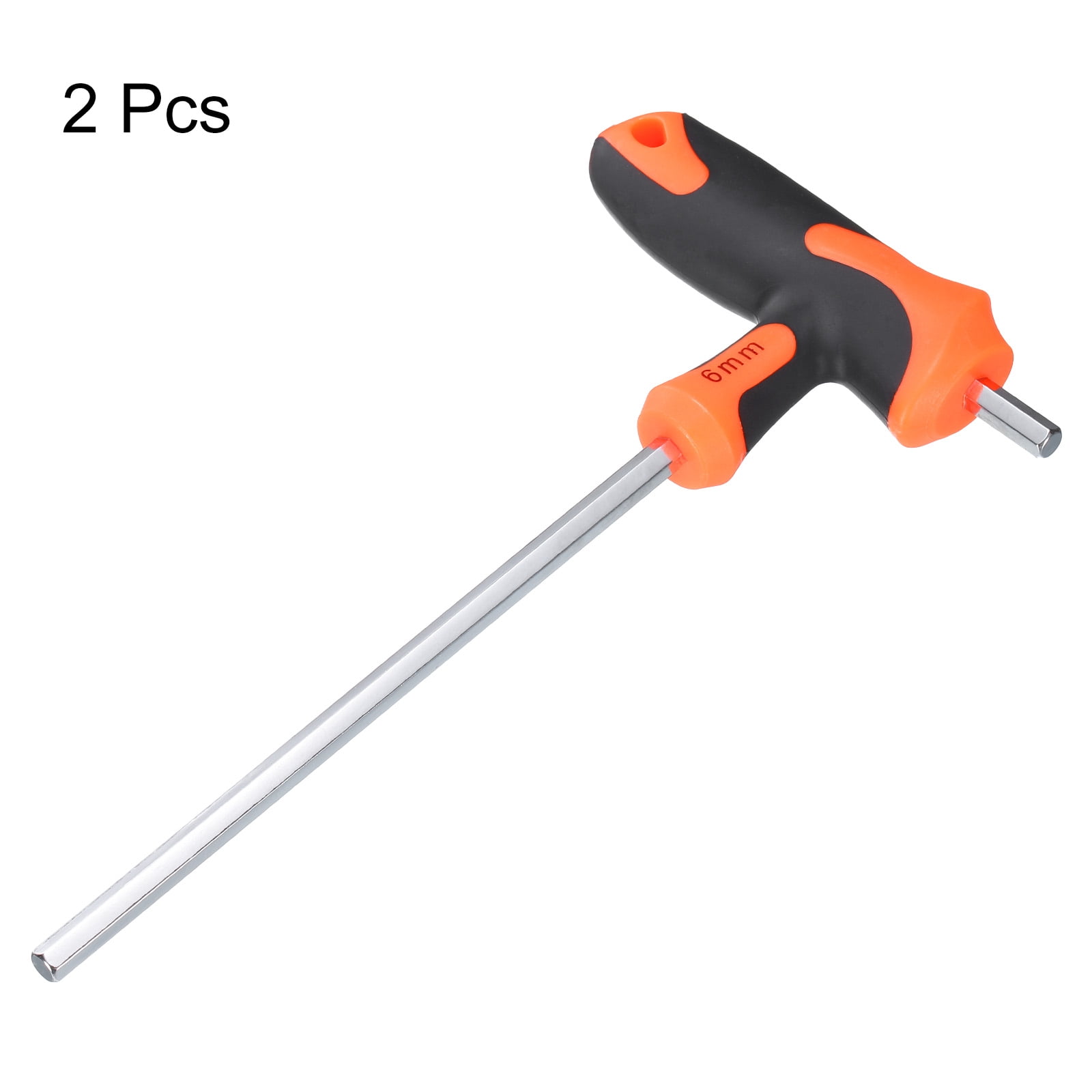 Uxcell 2pcs T-Handle Hex Key Wrench 6mm Metric S2 Steel T-Key Inner Hexagon Wrenches Spanner Repair Tool