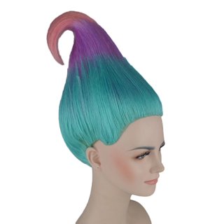 HPO Princess Poppy Troll Wig – Pink Pointy Wig With Green & Blue Felt, HW-2704